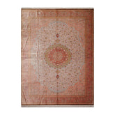 9' 6''x13'  Gray Blush Rose Color Hand Knotted Persian 100% Silk Traditional Oriental Rug